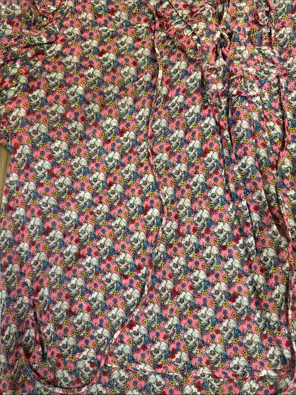 Zadig & Voltaire Multicolor Skull Floral V-Neck Blouse - Picture 2 of 3